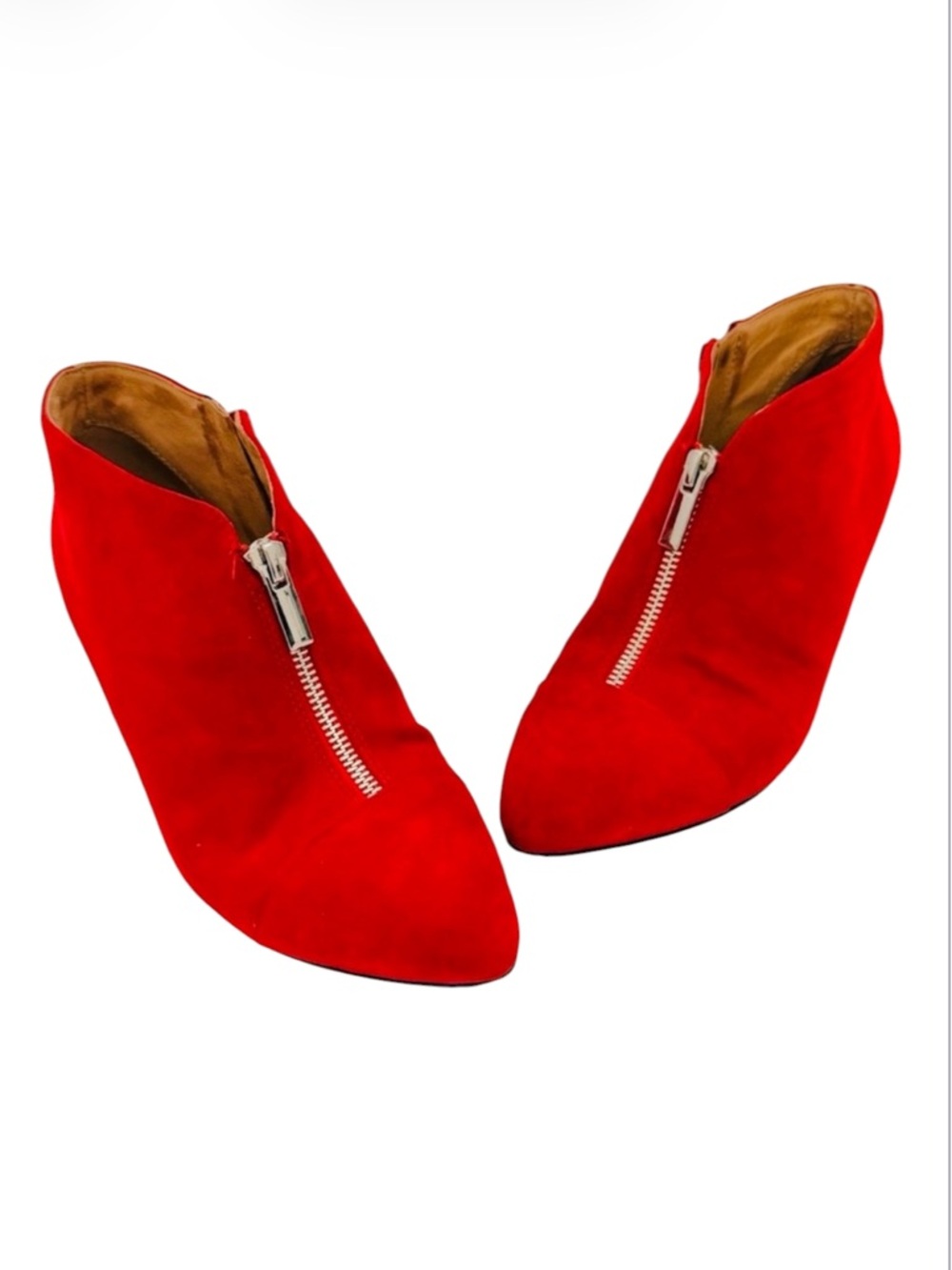Corso Como Scarlet Red Suede Front Zip Ankle Booties Boots 8.5